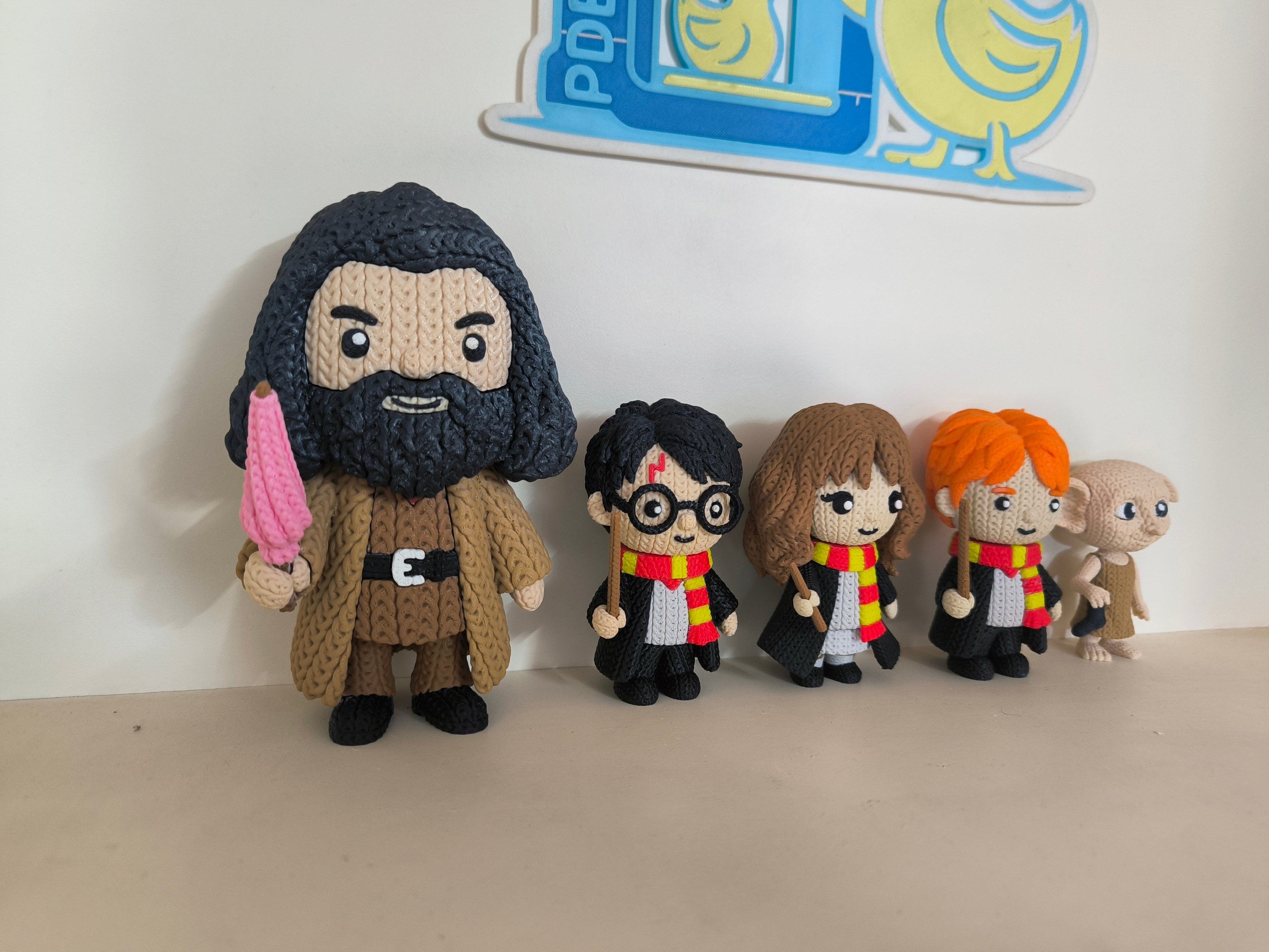Pack Harry Potter - Figuras 3D Crochet (Hagrid, Harry, Hermione, Ron y Dobby)